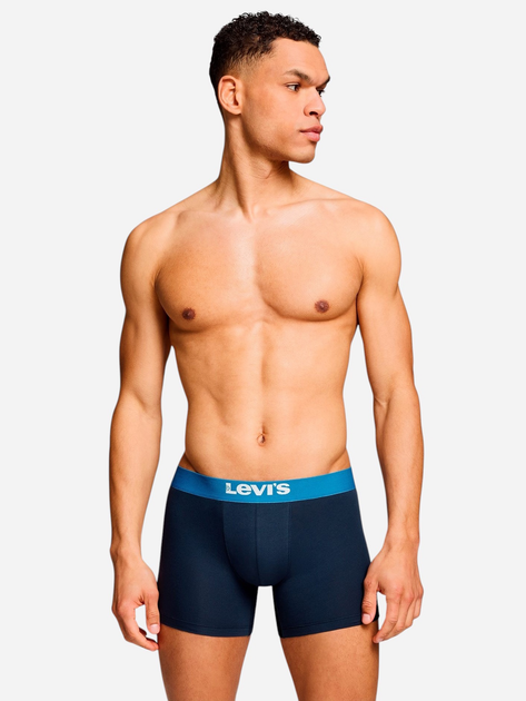 Набір трусів-боксерів чоловічих бавовняних Levi`s Men Sld Basc Boxer Brief Org Co M 2 шт Темно-синій (8720245703215) - зображення 3
