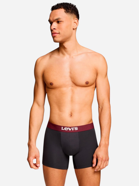 Zestaw majtek męskich typu bokserki Levi`s Men Sld Basc Boxer Brief Org Co L 2 szt. Szary/Czarny - obraz 2
