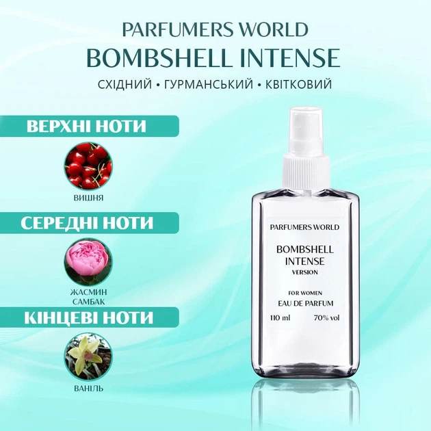 Парфюмированная вода для женщин Parfumers World (версия Bombshell Intense VICTORIA SECRET) 110 ml - Фото 2 Парфюмированная вода для женщин Parfumers World (версия Bombshell Intense VICTORIA SECRET) 110 ml - изображение 2
