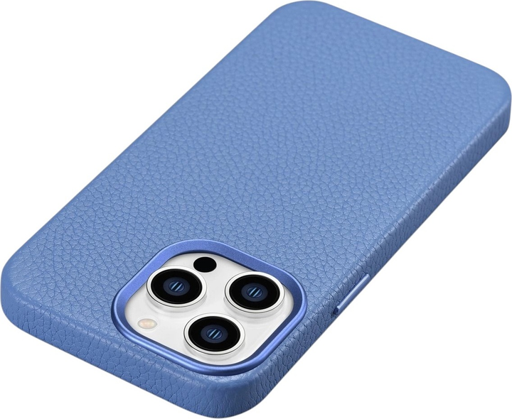 Панель iCarer Litchi Premium Leather Magsafe Back Case для Apple iPhone 14 Pro Light Blue (WMI14220710-LB) - зображення 6