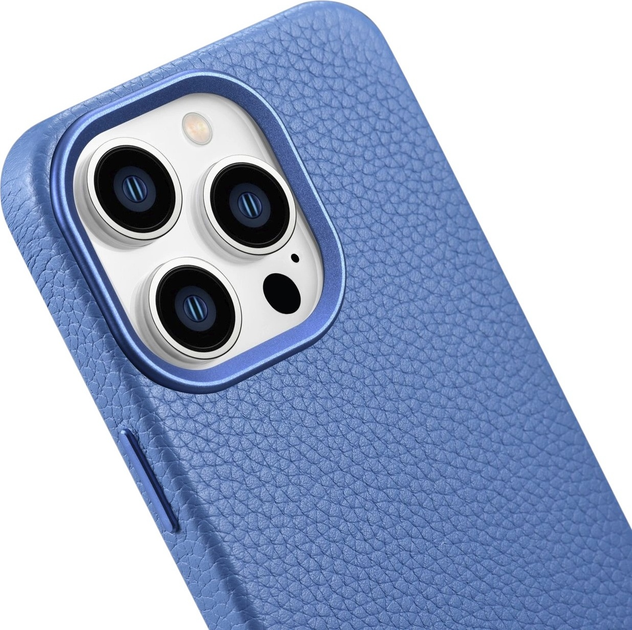 Панель iCarer Litchi Premium Leather Magsafe Back Case для Apple iPhone 14 Pro Light Blue (WMI14220710-LB) - зображення 8