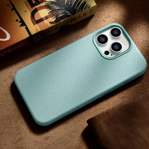 Панель iCarer Litchi Premium Leather Magsafe Back Case для Apple iPhone 14 Pro Green (WMI14220710-GN) - зображення 15