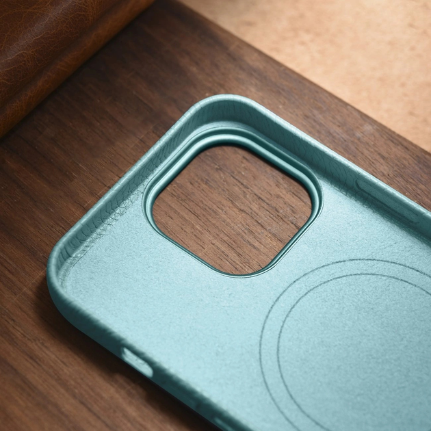 Панель iCarer Litchi Premium Leather Magsafe Back Case для Apple iPhone 14 Pro Green (WMI14220710-GN) - зображення 17