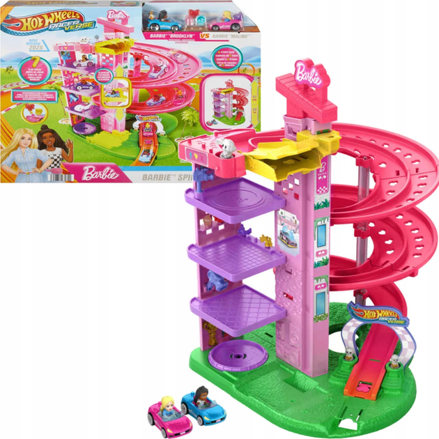 Автомобільний трек Hot Wheels Barbie Spiral Race JDD65 (0194735281824) - зображення 1