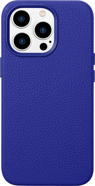 Etui iCarer Litchi Premium Leather Magsafe Back Case do Apple iPhone 14 Pro Max Dark Blue (WMI14220712-DB) - obraz 1