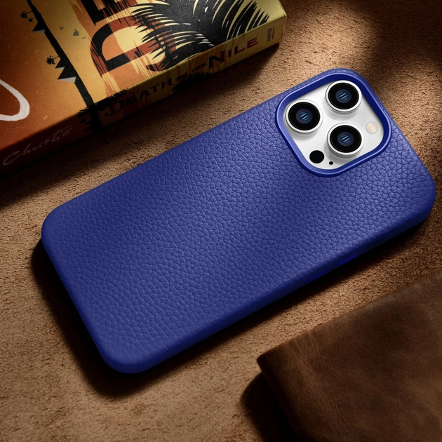Etui iCarer Litchi Premium Leather Magsafe Back Case do Apple iPhone 14 Pro Max Dark Blue (WMI14220712-DB) - obraz 15