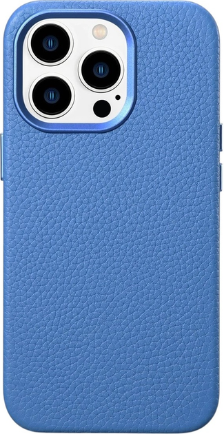 Etui iCarer Litchi Premium Leather Magsafe Back Case do Apple iPhone 14 Pro Max Light Blue (WMI14220712-LB) - obraz 1