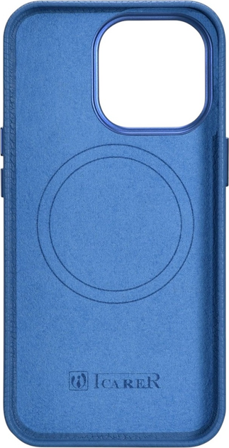 Etui iCarer Litchi Premium Leather Magsafe Back Case do Apple iPhone 14 Pro Max Light Blue (WMI14220712-LB) - obraz 3