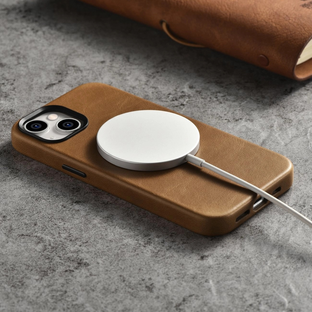 Etui iCarer Oil Wax Premium Leather Magsafe Back Case do Apple iPhone 14 Brown (WMI14220701-TN) - obraz 17