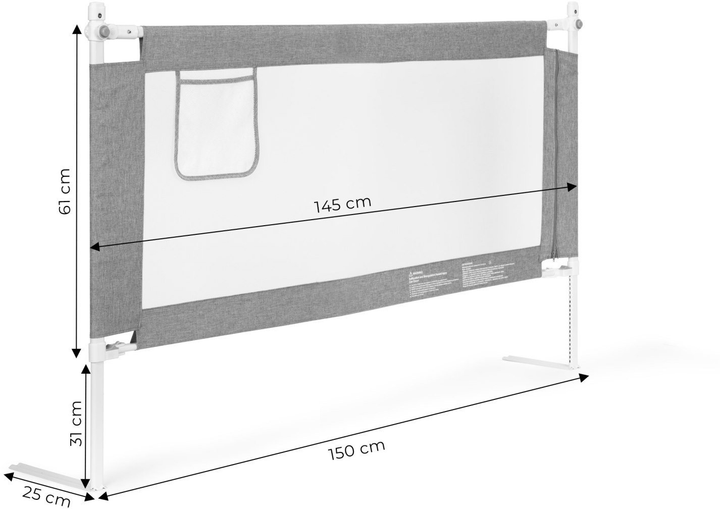 Захисний бар'єр для ліжка EcoToys сірий 150x61x25 см (5905817006441) - зображення 7