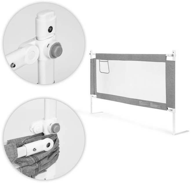 Захисний бар'єр для ліжка EcoToys сірий 180x61x25 см (5905817006458) - зображення 5