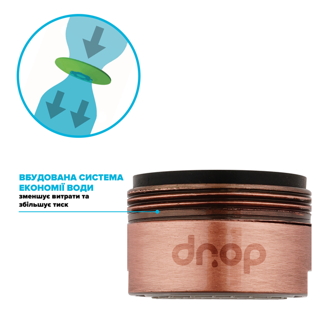 Водосберегающий аэратор DROP CL24-CPR для смесителя - Экономия 58%, внешняя М 24 мм, медный - изображение 3
