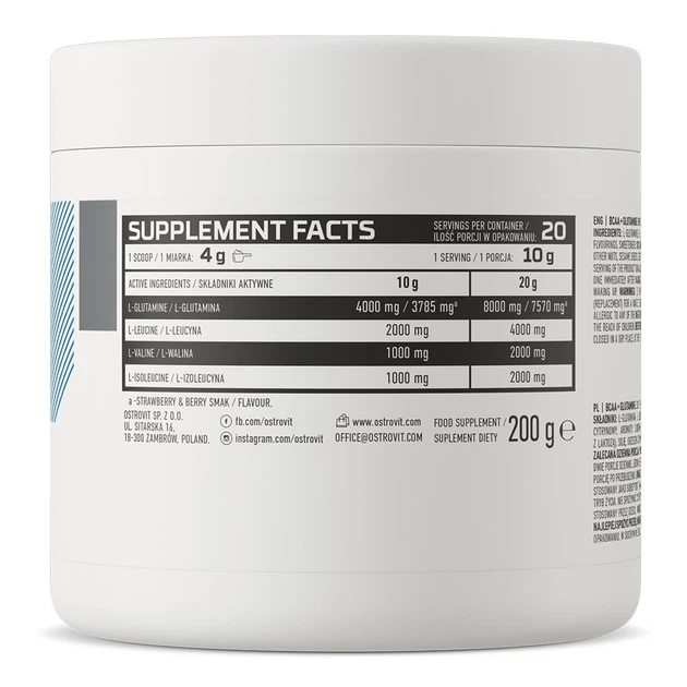OstroVit BCAA + Glutamine 200 g Полуниця-чорниця - зображення 2