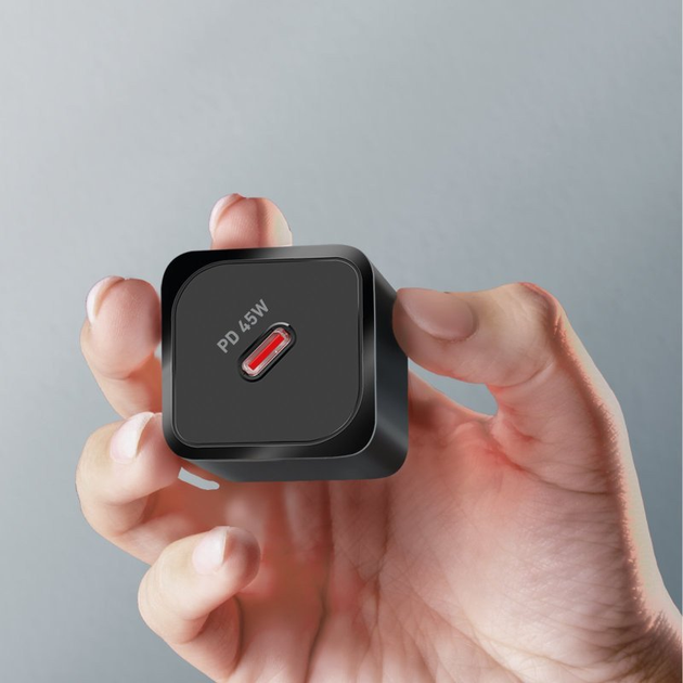 Мережевий зарядний пристрій SBS 45W GaN PD USB-C Black (TETRGAN1C45W) - зображення 3