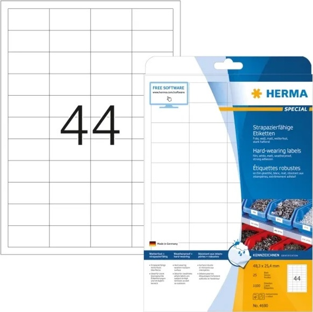 Набір самоклеючих етикеток Herma 48.3 x 25.4 мм 25 аркушів 44 шт (ZES4008705046909) - зображення 2
