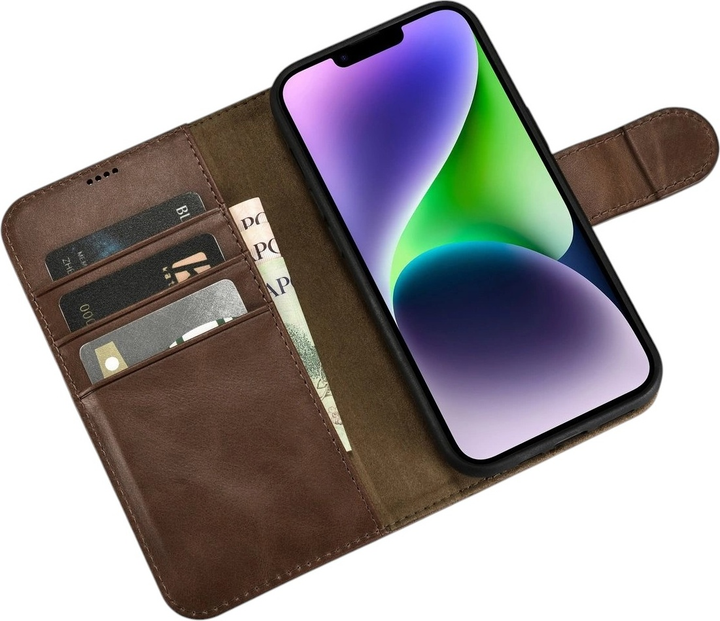 Чохол-книжка iCarer Oil Wax Premium Leather 2in1 Wallet Case з RFID для Apple iPhone 14 Plus Brown (WMI14220723-BN) - зображення 4
