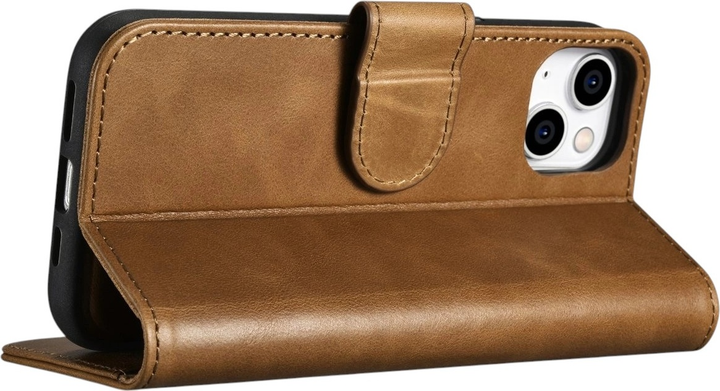Etui z klapką iCarer Oil Wax Premium Leather 2in1 Wallet Case z RFID do Apple iPhone 14 Plus Camel Tan (WMI14220723-BN) - obraz 10