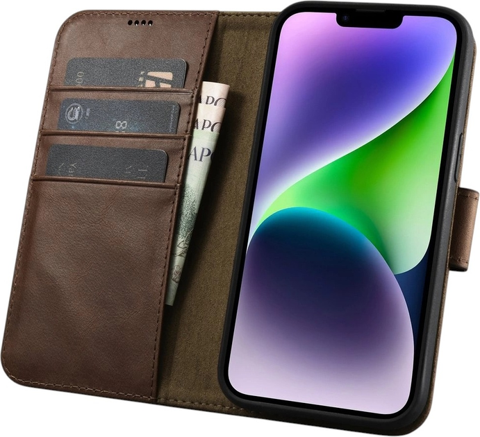 Чохол-книжка iCarer Oil Wax Premium Leather 2in1 Wallet Case з RFID для Apple iPhone 14 Brown (WMI14220721-BN) - зображення 3