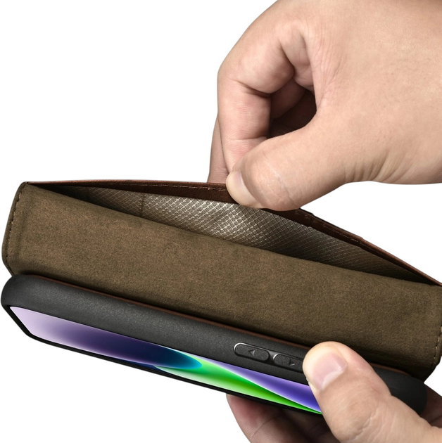 Чохол-книжка iCarer Oil Wax Premium Leather 2in1 Wallet Case з RFID для Apple iPhone 14 Brown (WMI14220721-BN) - зображення 12
