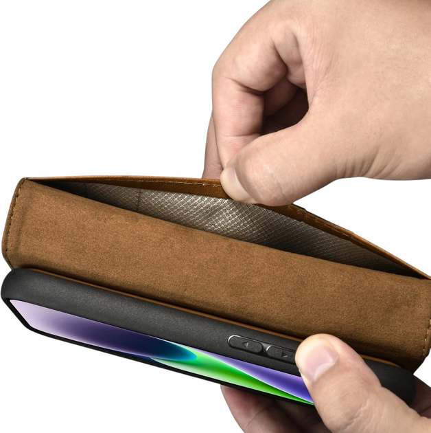 Чохол-книжка iCarer Oil Wax Premium Leather 2in1 Wallet Case з RFID для Apple iPhone 14 Camel Tan (WMI14220721-TN) - зображення 12