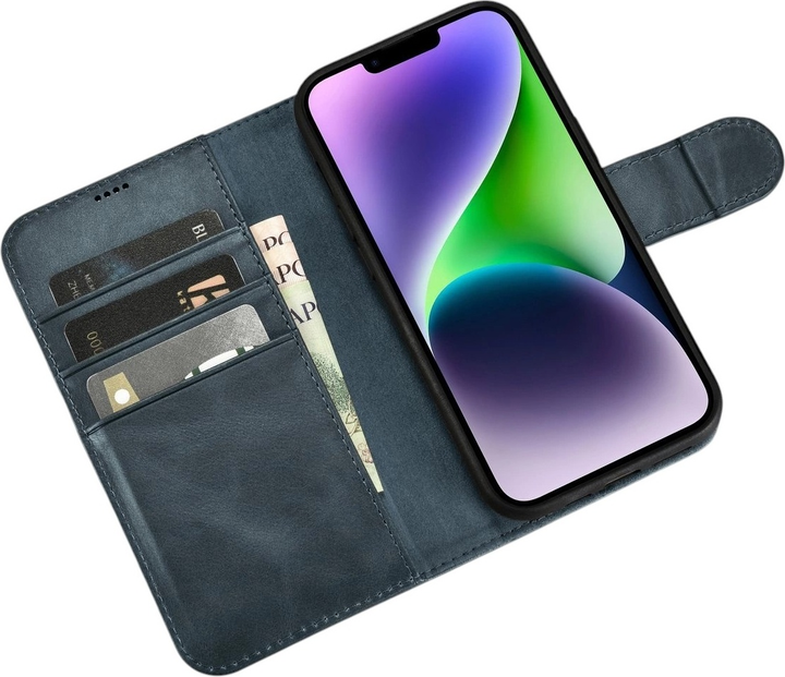 Чохол-книжка iCarer Oil Wax Premium Leather 2in1 Wallet Case з RFID для Apple iPhone 14 Navy Blue (WMI14220721-BU) - зображення 4