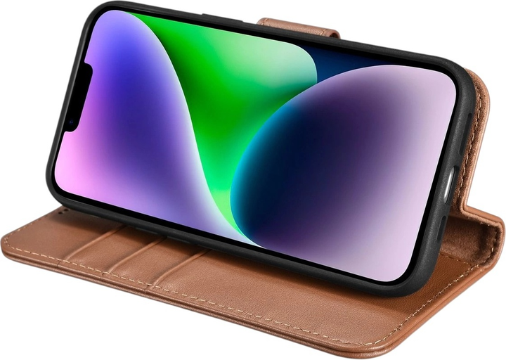 Etui z klapką iCarer Real Cowhide Premium Leather 2in1 Wallet Case z RFID do Apple iPhone 14 Plus Brown (WMI14220727-BN) - obraz 9