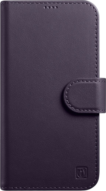 Чохол-книжка iCarer Real Cowhide Premium Leather 2in1 Wallet Case з RFID для Apple iPhone 14 Plus Dark Purple (WMI14220727-DP) - зображення 1