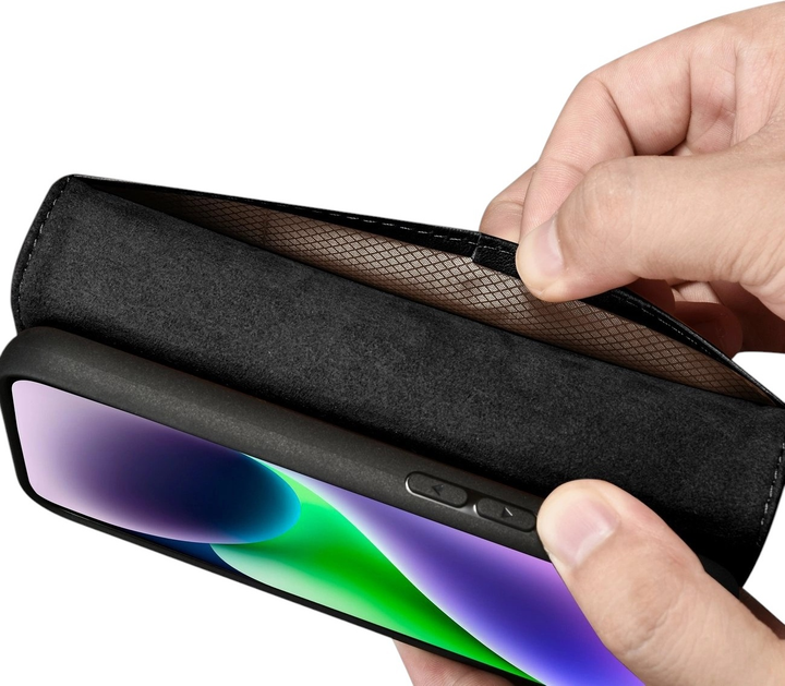 Etui z klapką iCarer Real Cowhide Premium Leather 2in1 Wallet Case z RFID do Apple iPhone 14 Plus Black (WMI14220727-BK) - obraz 12
