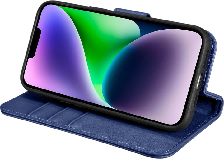 Чохол-книжка iCarer Real Cowhide Premium Leather 2in1 Wallet Case з RFID для Apple iPhone 14 Plus Blue (WMI14220727-BU) - зображення 9
