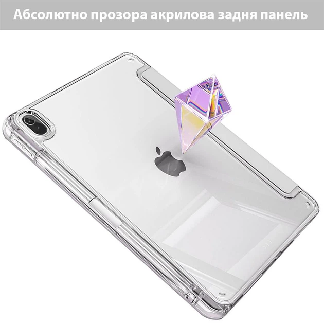 Чехол обложка Transparent Y-Fold desing + Right Pencil Holder BBM1 для iPad Air 4 2020/Air 5 2022 10,9"/Air 11" 2024(M2)/2025(M3)/2026(M4) Серый - изображение 5