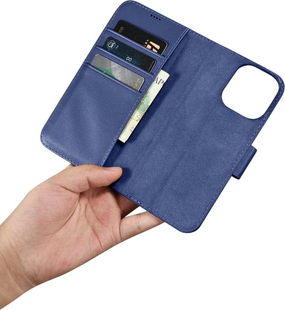 Чохол-книжка iCarer Real Cowhide Premium Leather 2in1 Wallet Case з RFID для Apple iPhone 14 Pro Max Blue (WMI14220728-BU) - зображення 15