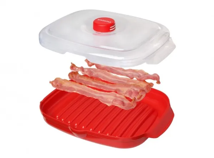 Pojemnik Sistema Microwave Easy Bacon! czerwony 950 ml (9414202011435) - obraz 3
