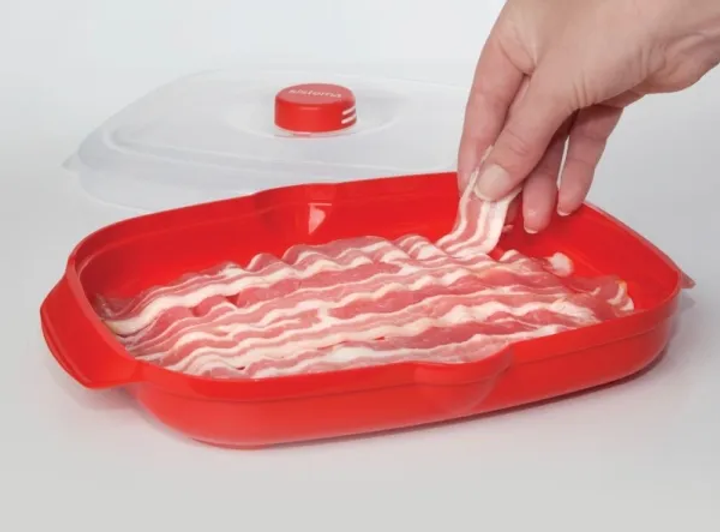 Pojemnik Sistema Microwave Easy Bacon! czerwony 950 ml (9414202011435) - obraz 4