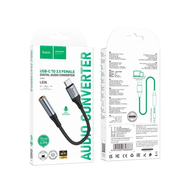 Переходник HOCO Fresh Digital Type-C to 3.5 audio converter LS36 |0.12m, DAC| 4842004 - зображення 9