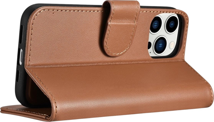Etui z klapką iCarer Real Cowhide Premium Leather 2in1 Wallet Case z RFID do Apple iPhone 14 Pro Brown (WMI14220726-BN) - obraz 10