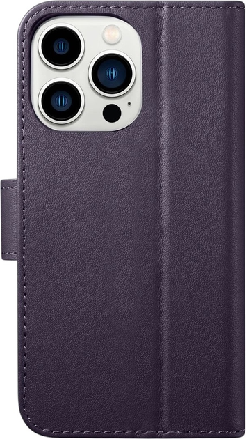 Чохол-книжка iCarer Real Cowhide Premium Leather 2in1 Wallet Case з RFID для Apple iPhone 14 Pro Dark Purple (WMI14220726-DP) - зображення 2