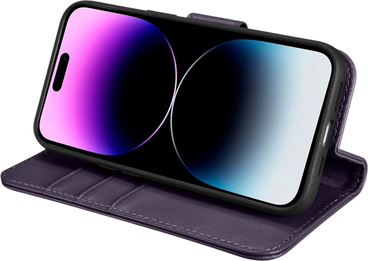 Чохол-книжка iCarer Real Cowhide Premium Leather 2in1 Wallet Case з RFID для Apple iPhone 14 Pro Dark Purple (WMI14220726-DP) - зображення 9