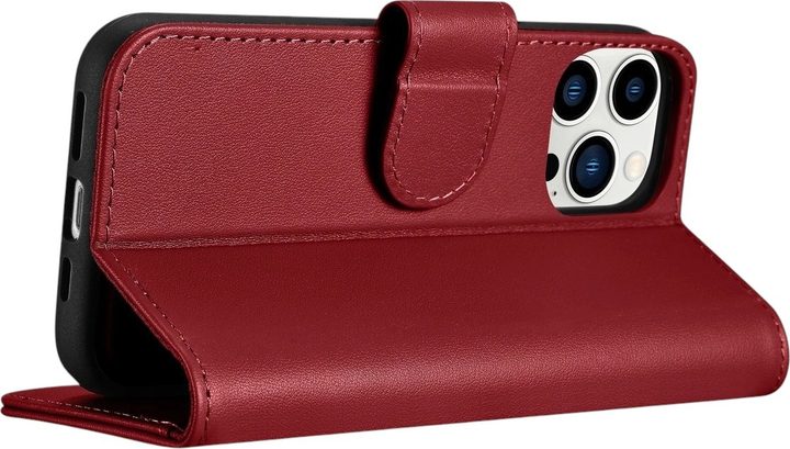 Etui z klapką iCarer Real Cowhide Premium Leather 2in1 Wallet Case z RFID do Apple iPhone 14 Pro Red (WMI14220726-RD) - obraz 10