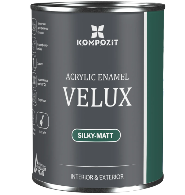 Эмаль акриловая VELUX джинсовый 125, шелковисто-матовый, 0,75л - изображение 2