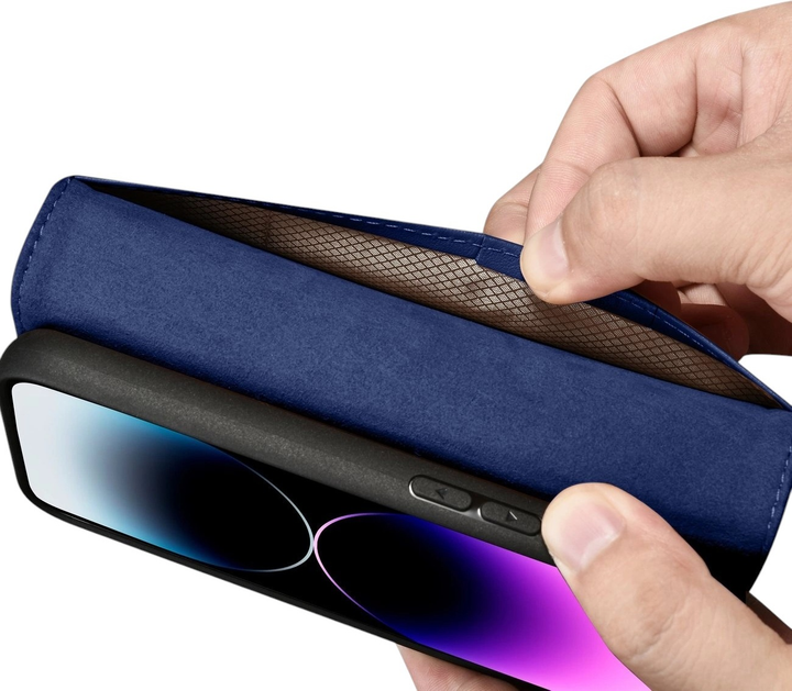 Чохол-книжка iCarer Real Cowhide Premium Leather 2in1 Wallet Case з RFID для Apple iPhone 14 Pro Blue (WMI14220726-BU) - зображення 12