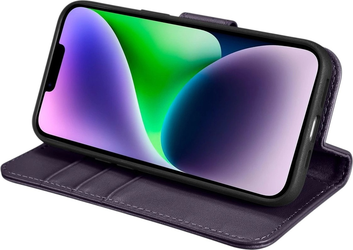 Чохол-книжка iCarer Real Cowhide Premium Leather 2in1 Wallet Case з RFID для Apple iPhone 14 Dark Purple (WMI14220725-DP) - зображення 9