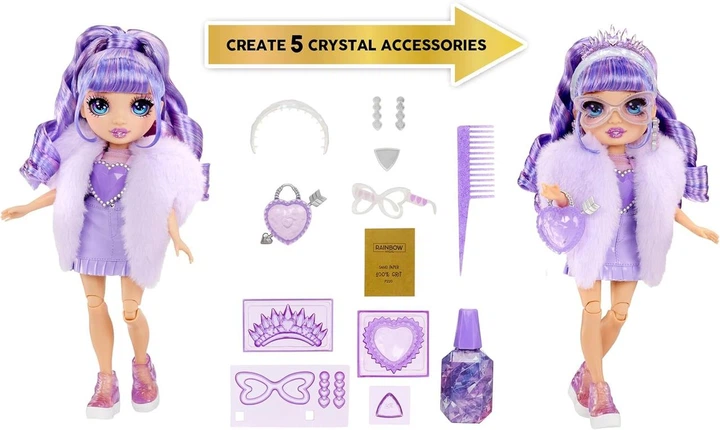 Кукла Рейнбоу Хай Виолетта с аксессуарами Rainbow High Violet Purple серии Creative Crystals MGA - изображение 4