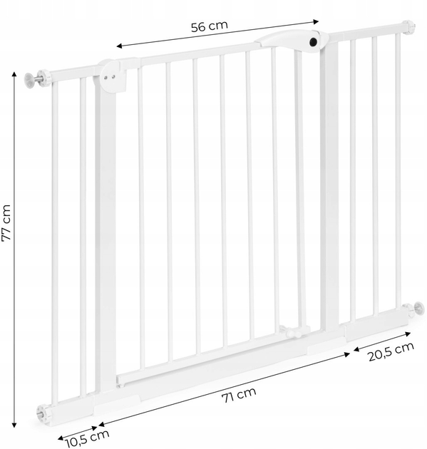 Barierka ochronna na schody i drzwi EcoToys metal biała 74-105 cm (5905817006427) - obraz 9