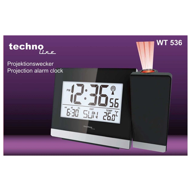 Проекционные часы Technoline WT536 Black будильник с термометром и календарем - изображение 5