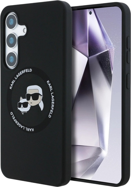 Панель Karl Lagerfeld Silicone Double Heads And Circle MagSafe для Samsung Galaxy S25 Black (3666339450151) - зображення 1