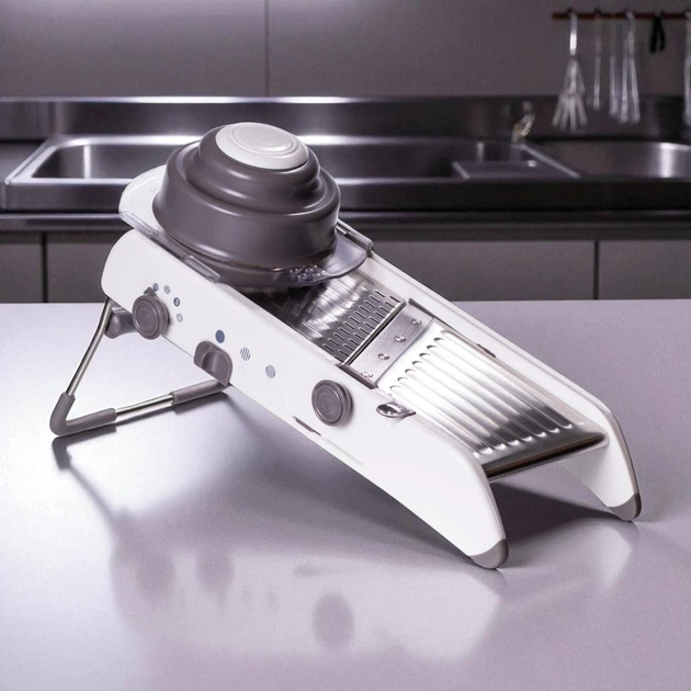 Овощерезка ручная многофункциональная для нарезки овощей и фруктов универсальная 35×14×13 см ручная терка шинковка для шинковки капусты с регулируемыми режимами толщины и нарезки Бело-серый - Фото 4 Овощерезка ручная многофункциональная для нарезки овощей и фруктов универсальная 35×14×13 см ручная терка шинковка для шинковки капусты с регулируемыми режимами толщины и нарезки Бело-серый - изображение 4