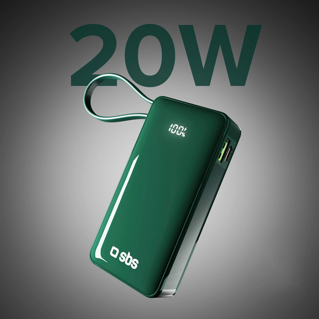 Powerbank SBS 10000 mAh 20W Green (8018417481383) - obraz 7