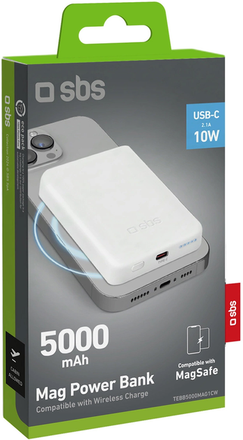 УМБ SBS 5000 mAh 10W White (8018417406805) - зображення 10