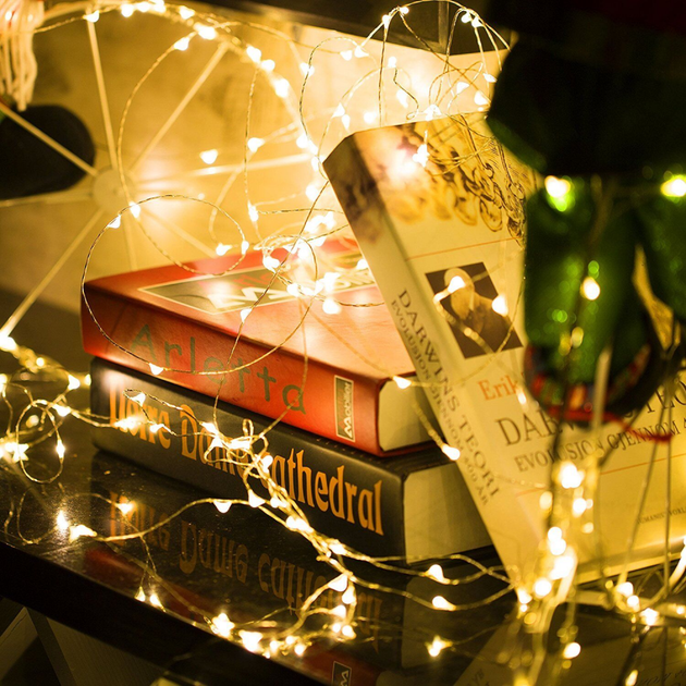 Гірлянда роса на батарейках та від USB, 10м, 100Led, Xmas, Тепле світло - Фото 9 Гірлянда роса на батарейках та від USB, 10м, 100Led, Xmas, Тепле світло - зображення 9