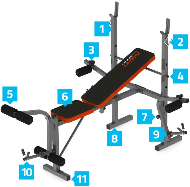 Ławka do ćwiczeń Neo Sport NS-201 pod sztangę (5902854513420) - obraz 5